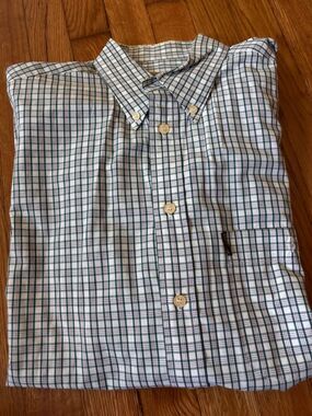 Beretta Since 1526 Shirt Mens Large Green Purple Plaid Button Down 100% Cotton